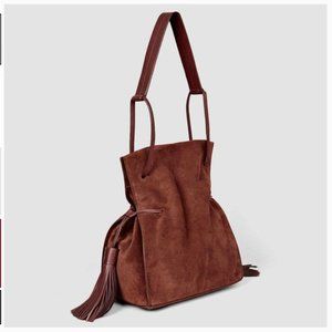 NWT All Saints Freedom Bucket Large Bag in Brick Suede